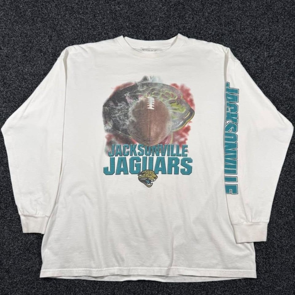 Vintage 90s Logo Athletic NFL Jacksonville Jaguars Long Sleeve T-Shirt White XL